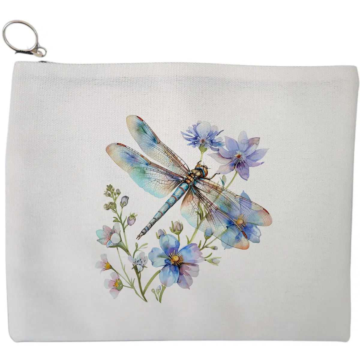 Portfard Cosmetice tip Plic, model Blue Dragonfly, 23x18 cm, Alb, BEKZ®