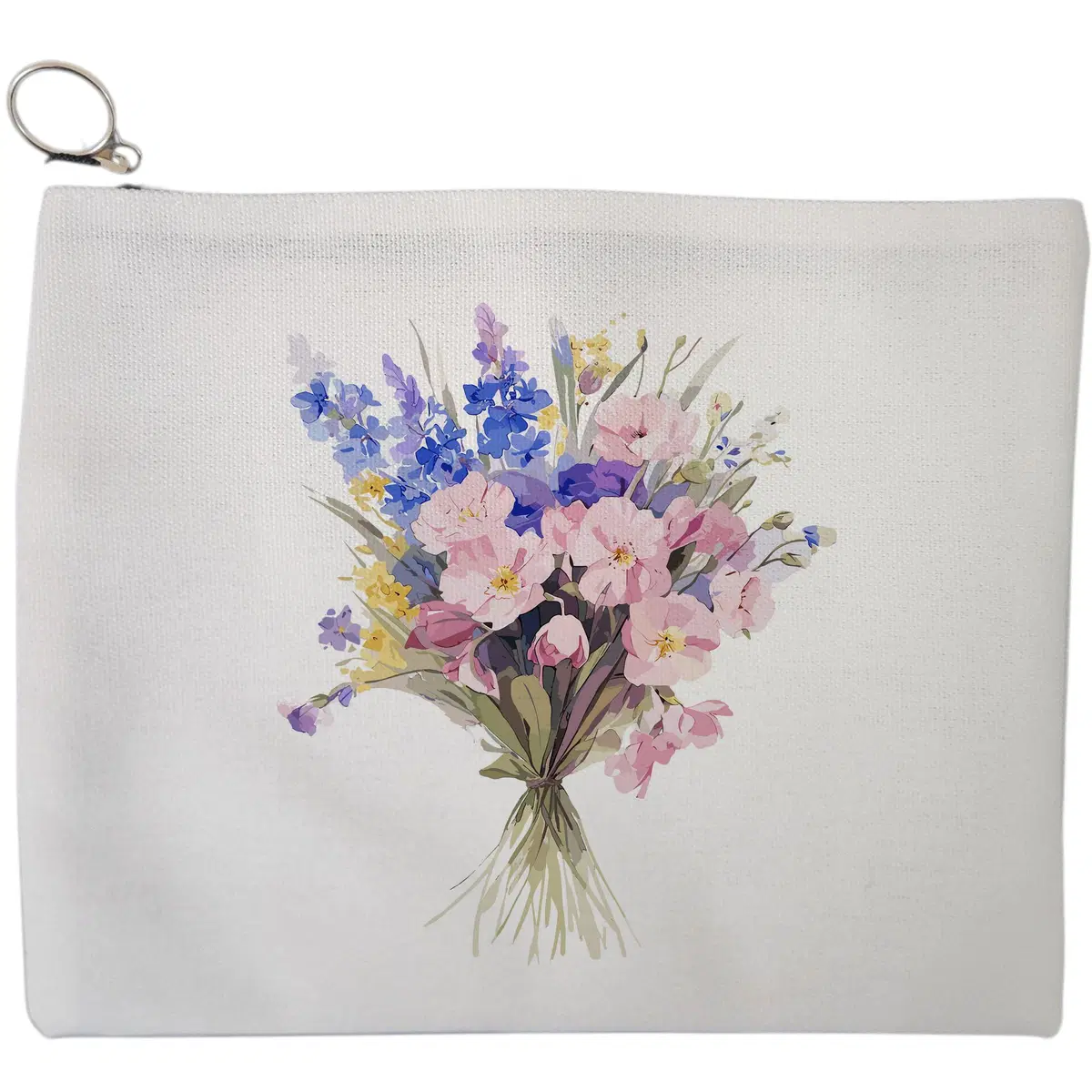 Portfard Cosmetice tip Plic, model Pastel Wildflowers, 23x18 cm, Alb, BEKZ®