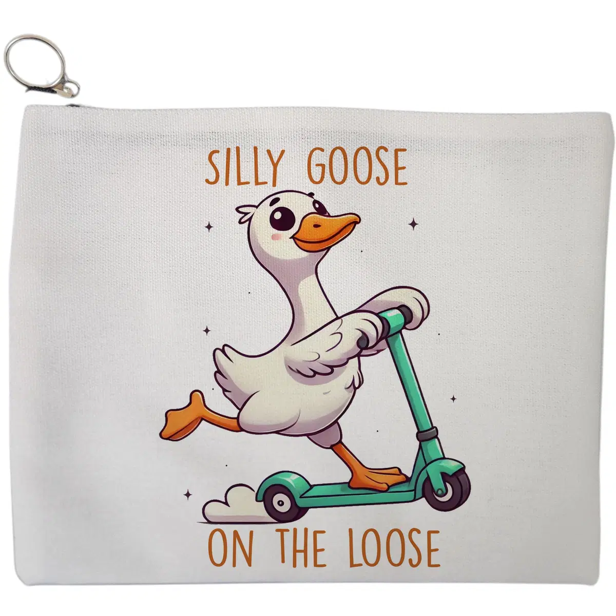Portfard Cosmetice tip Plic, model Silly Goose Scooter, 23x18 cm, Alb, BEKZ®