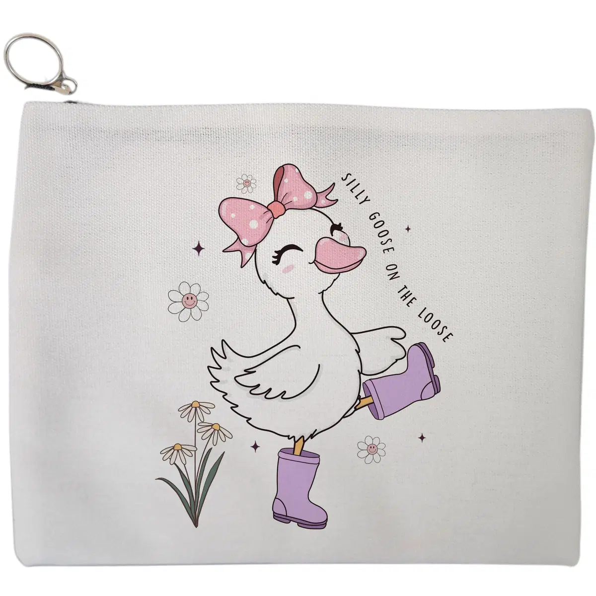 Portfard Cosmetice tip Plic, model Silly Goose Boots, 23x18 cm, Alb, BEKZ®
