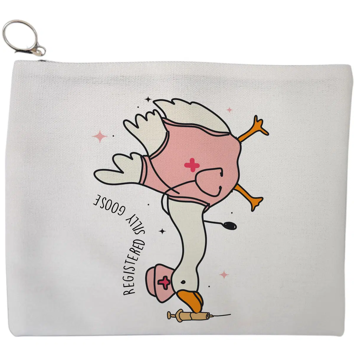 Portfard Cosmetice tip Plic, model Registered Silly Goose, 23x18 cm, Alb, BEKZ®