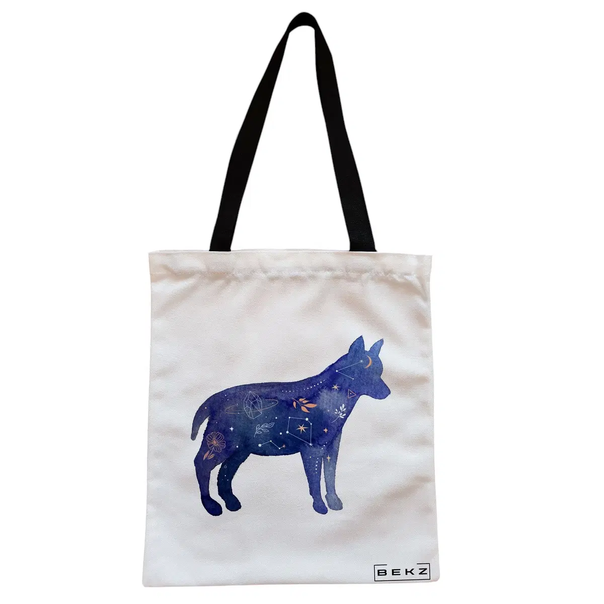 Geanta Canvas Tote pentru femei, model Caine Astral, 38x34.5 cm, Alba, BEKZ®