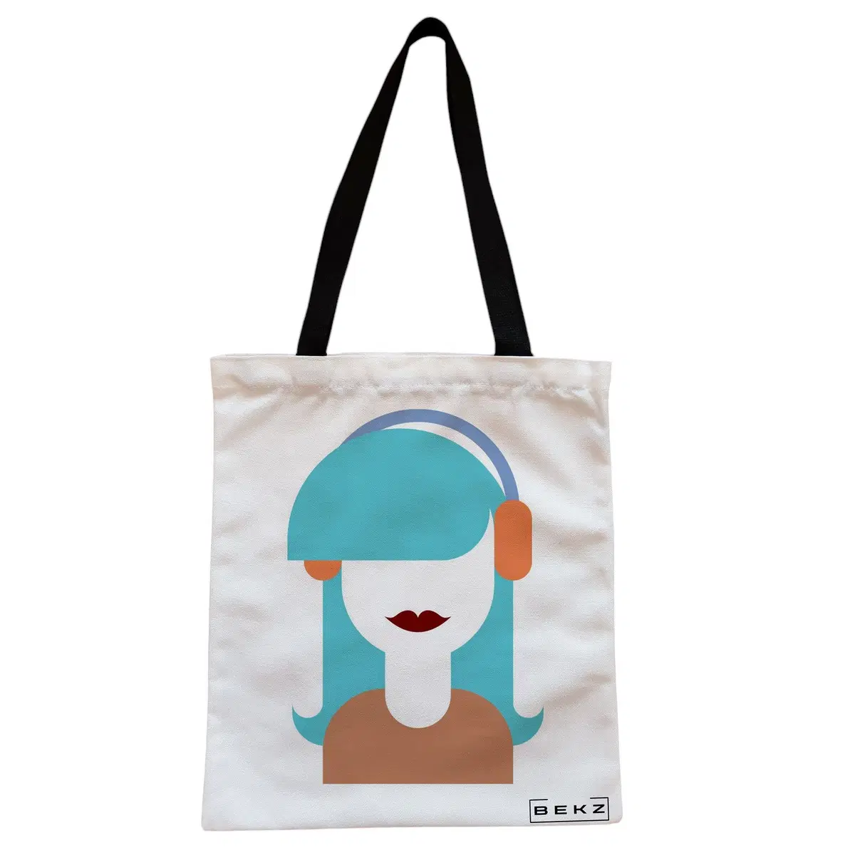 Geanta Canvas Tote pentru femei, model The Music Girl, 38x34.5 cm, Alba, BEKZ®