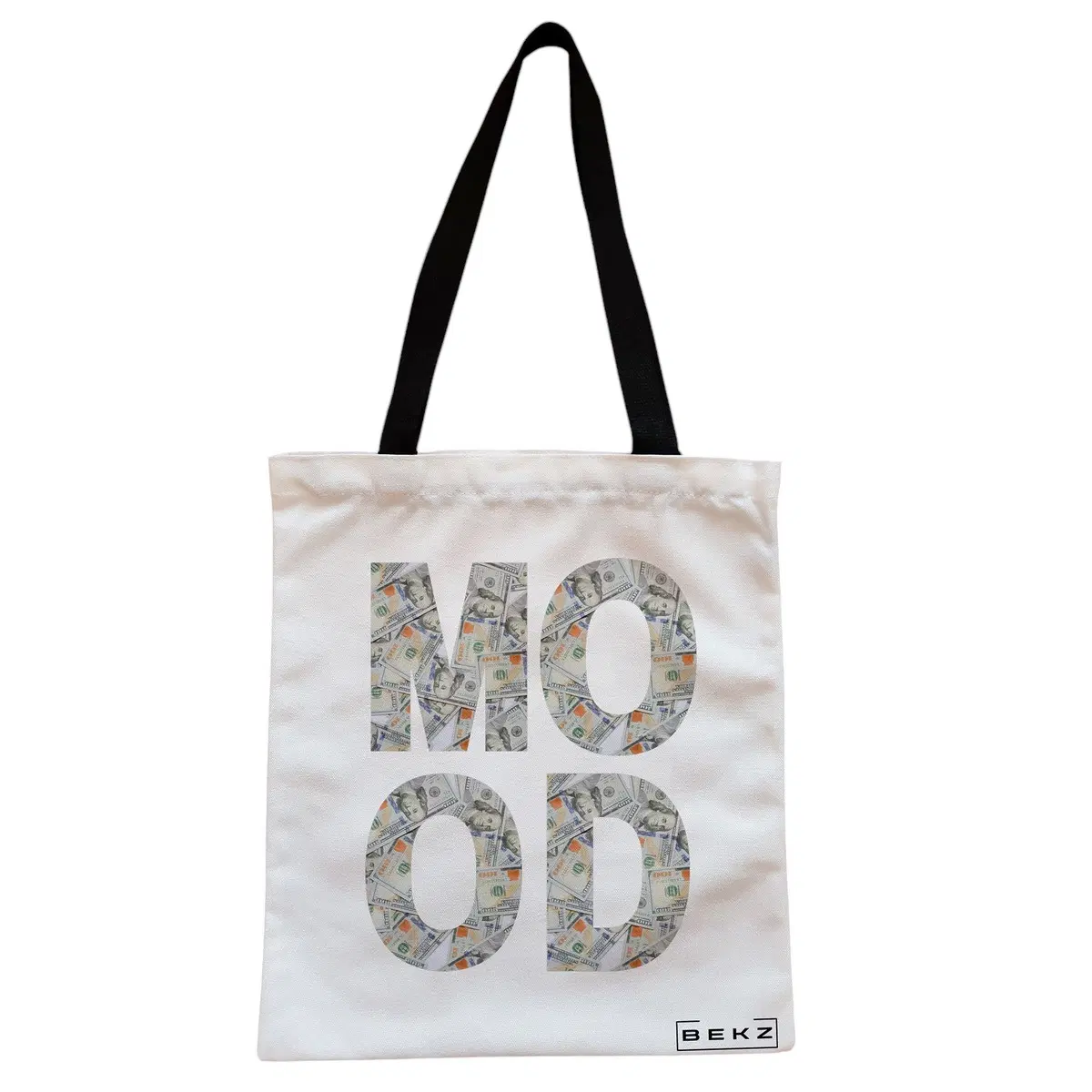 Geanta Canvas Tote pentru femei, model Money Mood, 38x34.5 cm, Alba, BEKZ®