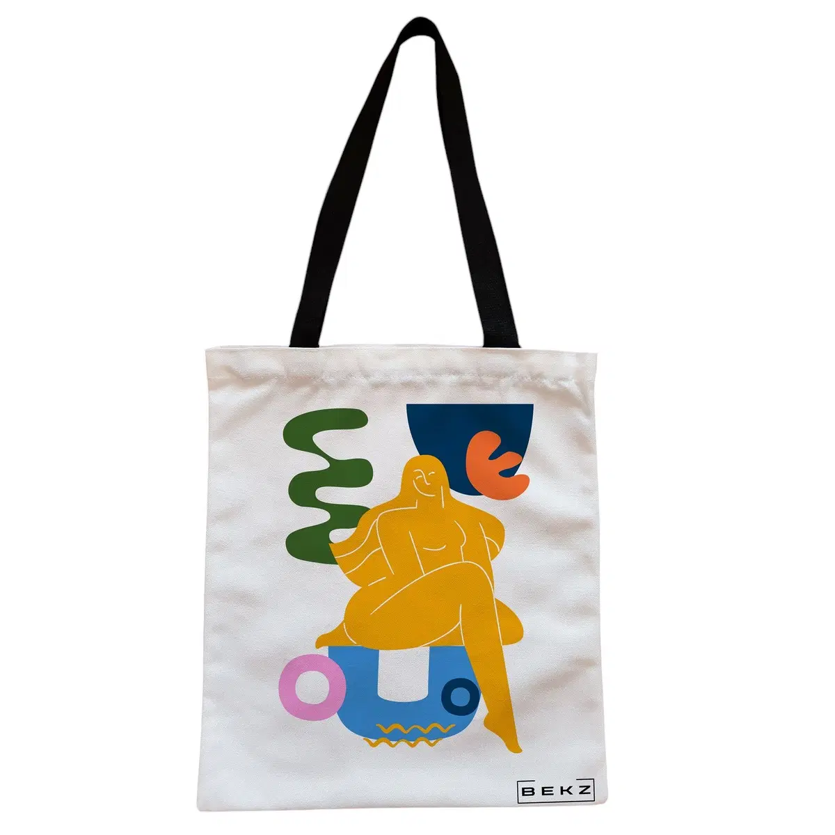 Geanta Canvas Tote pentru femei, model Abstract Human Art, 38x34.5 cm, Alba, BEKZ®