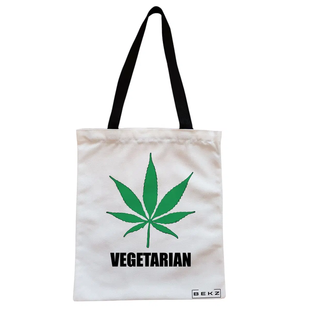 Geanta Canvas Tote pentru femei, model Vegetarian, 38x34.5 cm, Alba, BEKZ®
