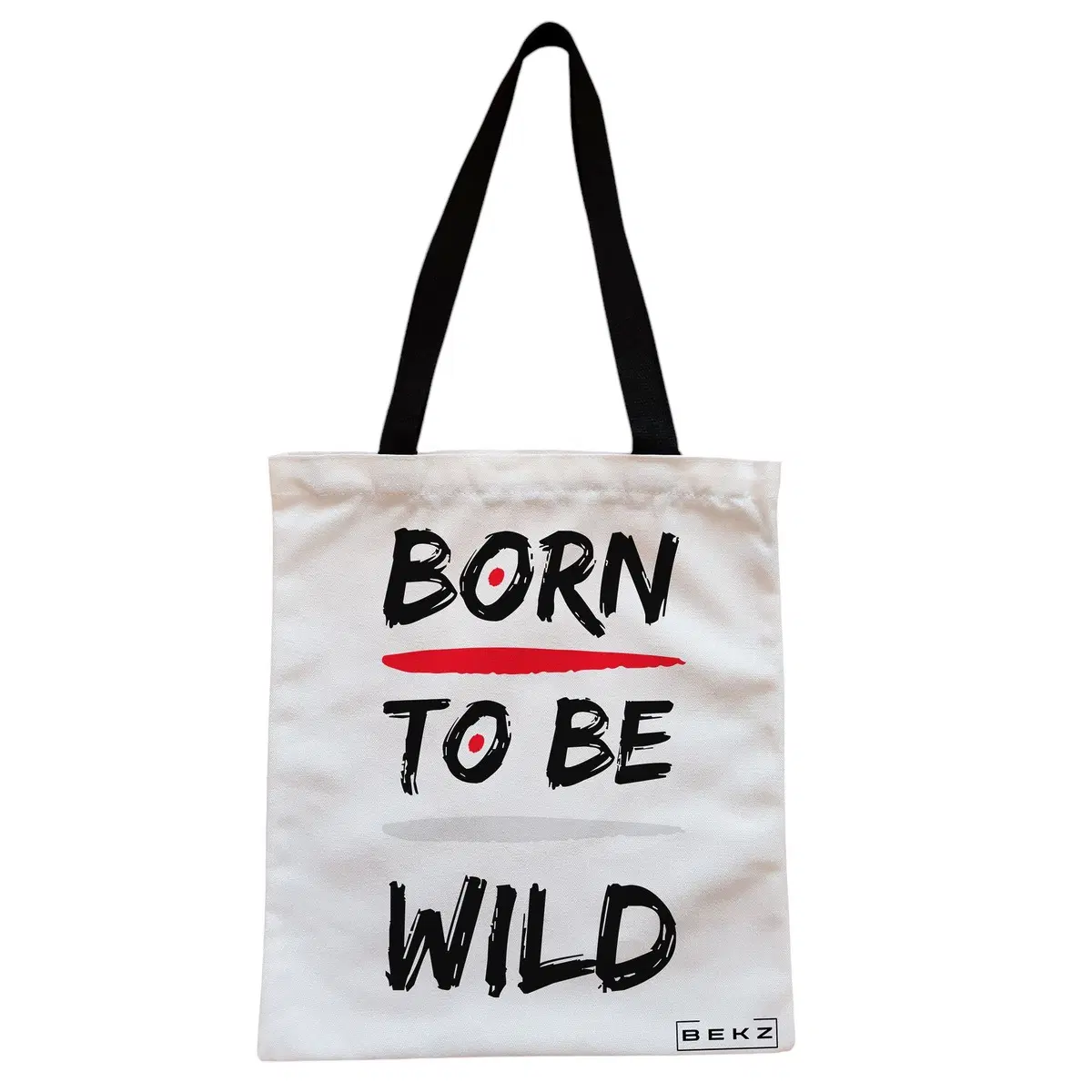 Geanta Canvas Tote pentru femei, model Born to be wild, 38x34.5 cm, Alba, BEKZ®