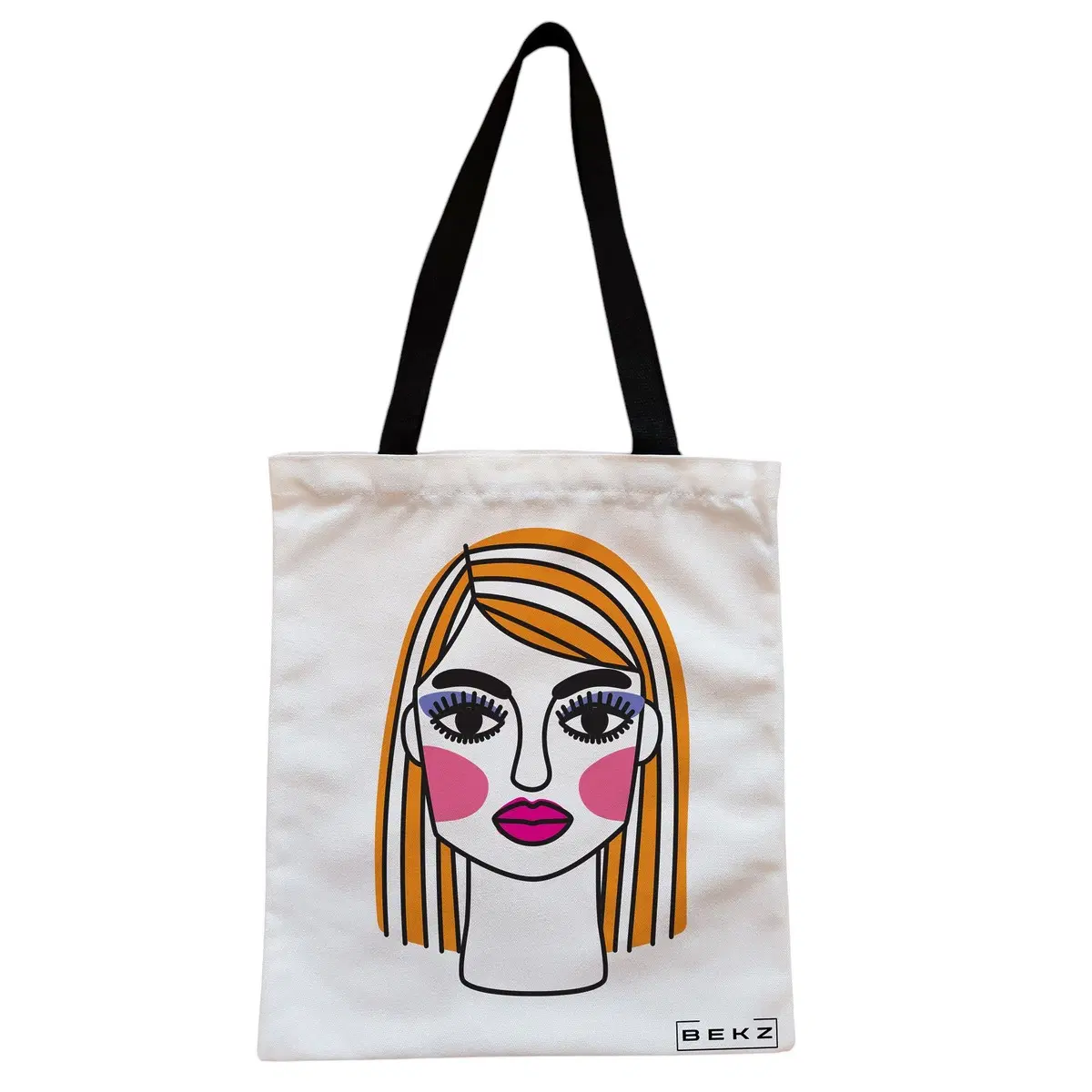 Geanta Canvas Tote pentru femei, model Modern Makeup, 38x34.5 cm, Alba, BEKZ®