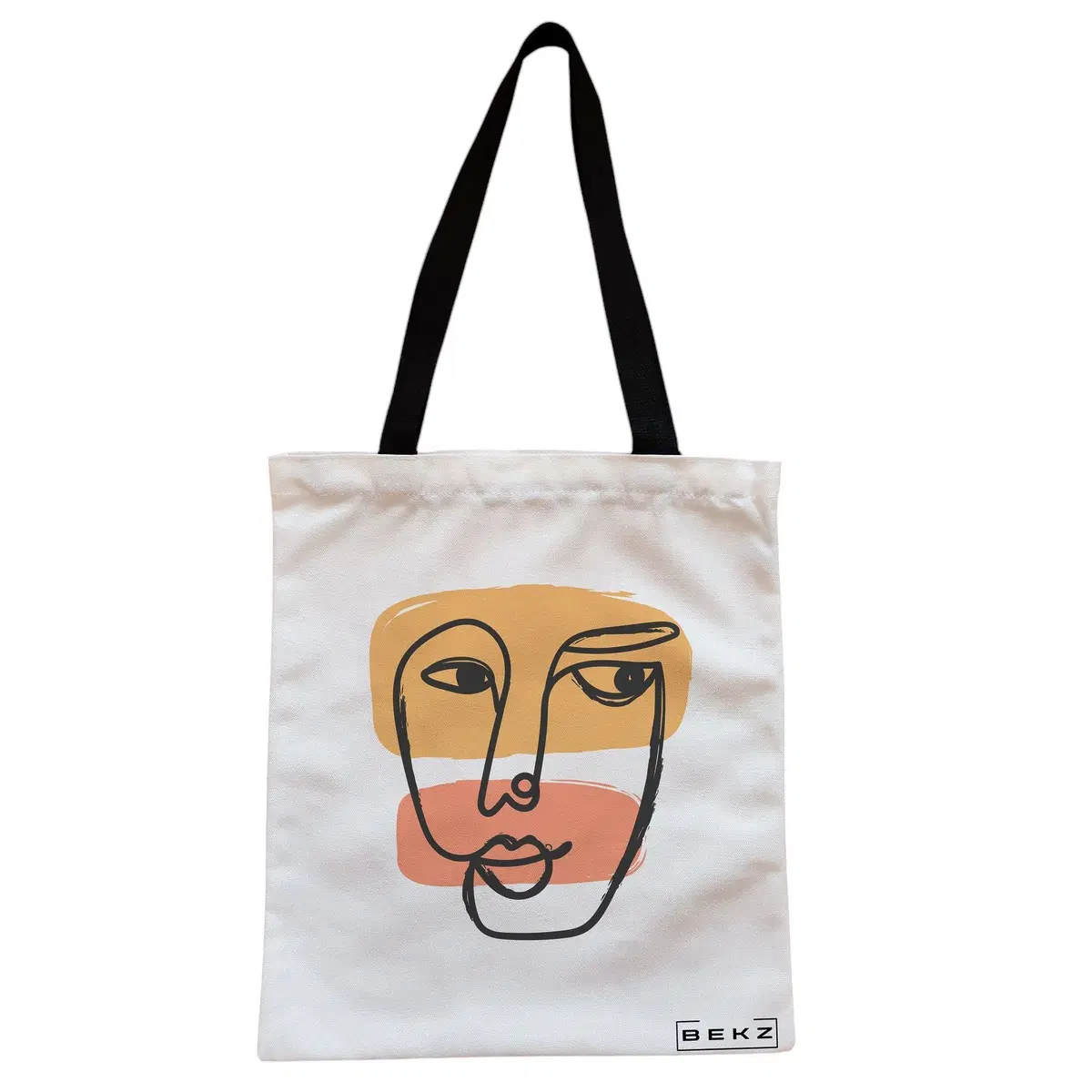 Geanta Canvas Tote pentru femei, model Lines Art, 38x34.5 cm, Alba, BEKZ®