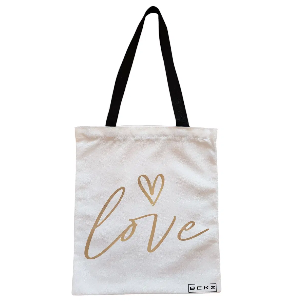 Geanta Canvas Tote pentru femei, model Love 2, 38x34.5 cm, Alba, BEKZ®
