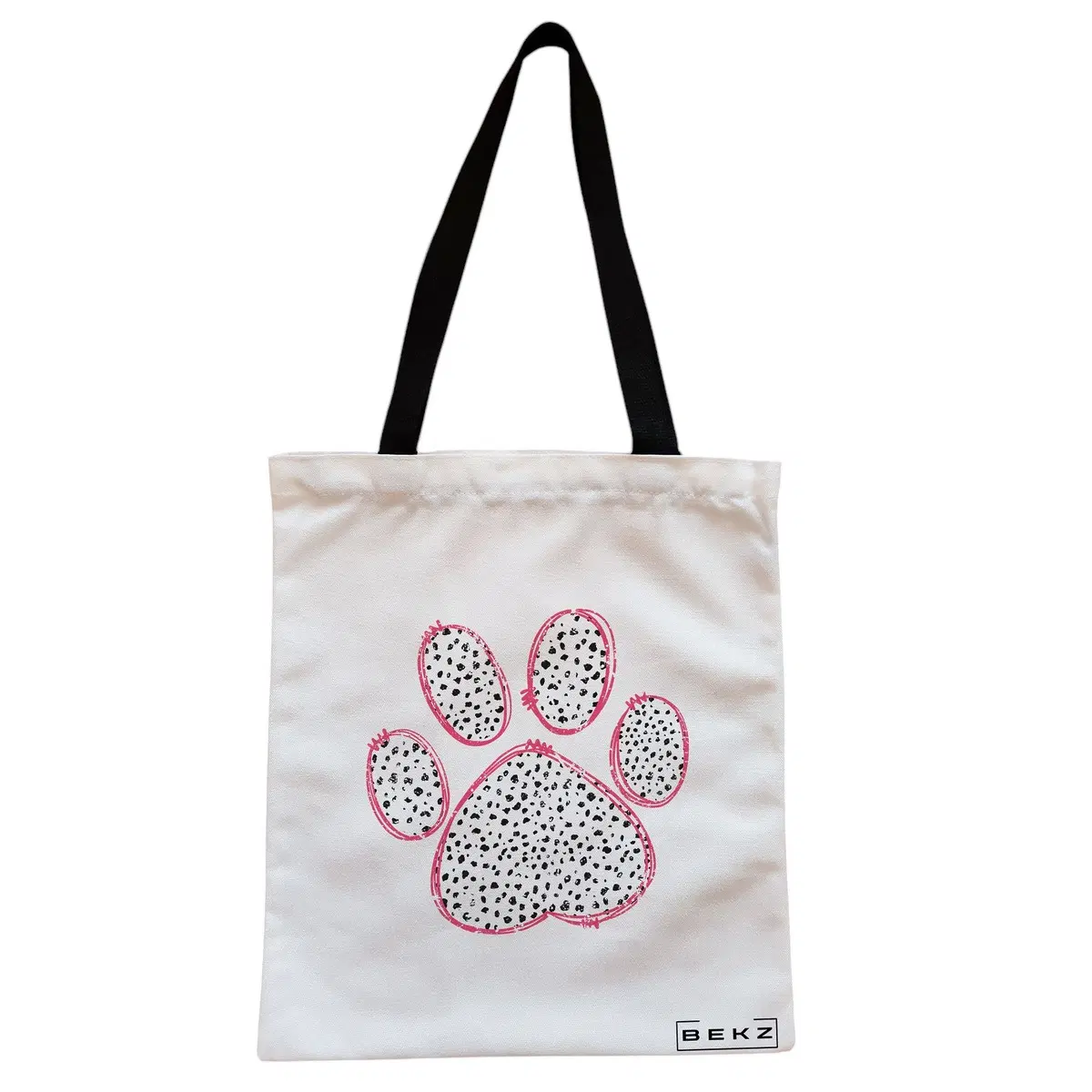 Geanta Canvas Tote pentru femei, model Paw, 38x34.5 cm, Alba, BEKZ®