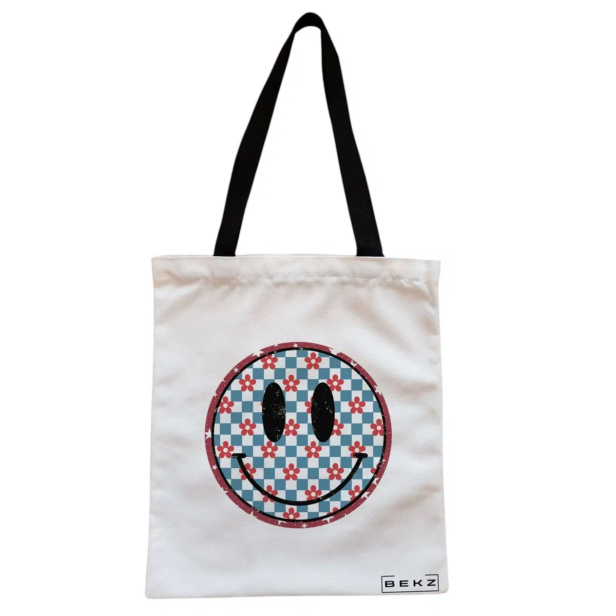 Geanta Canvas Tote pentru femei, model Pattern, 38x34.5 cm, Alba, BEKZ®