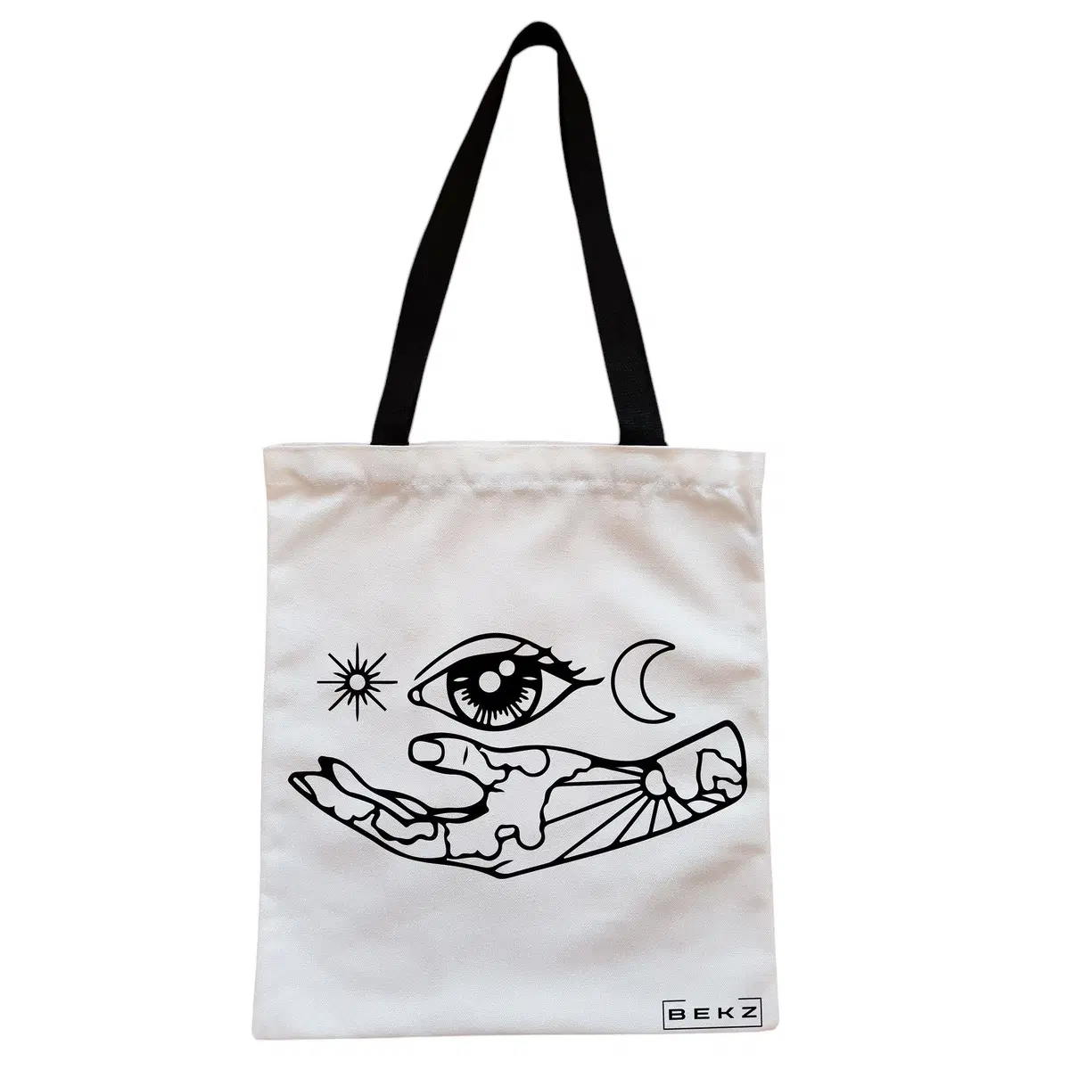 Geanta Canvas Tote pentru femei, model Life in depth, 38x34.5 cm, Alba, BEKZ®