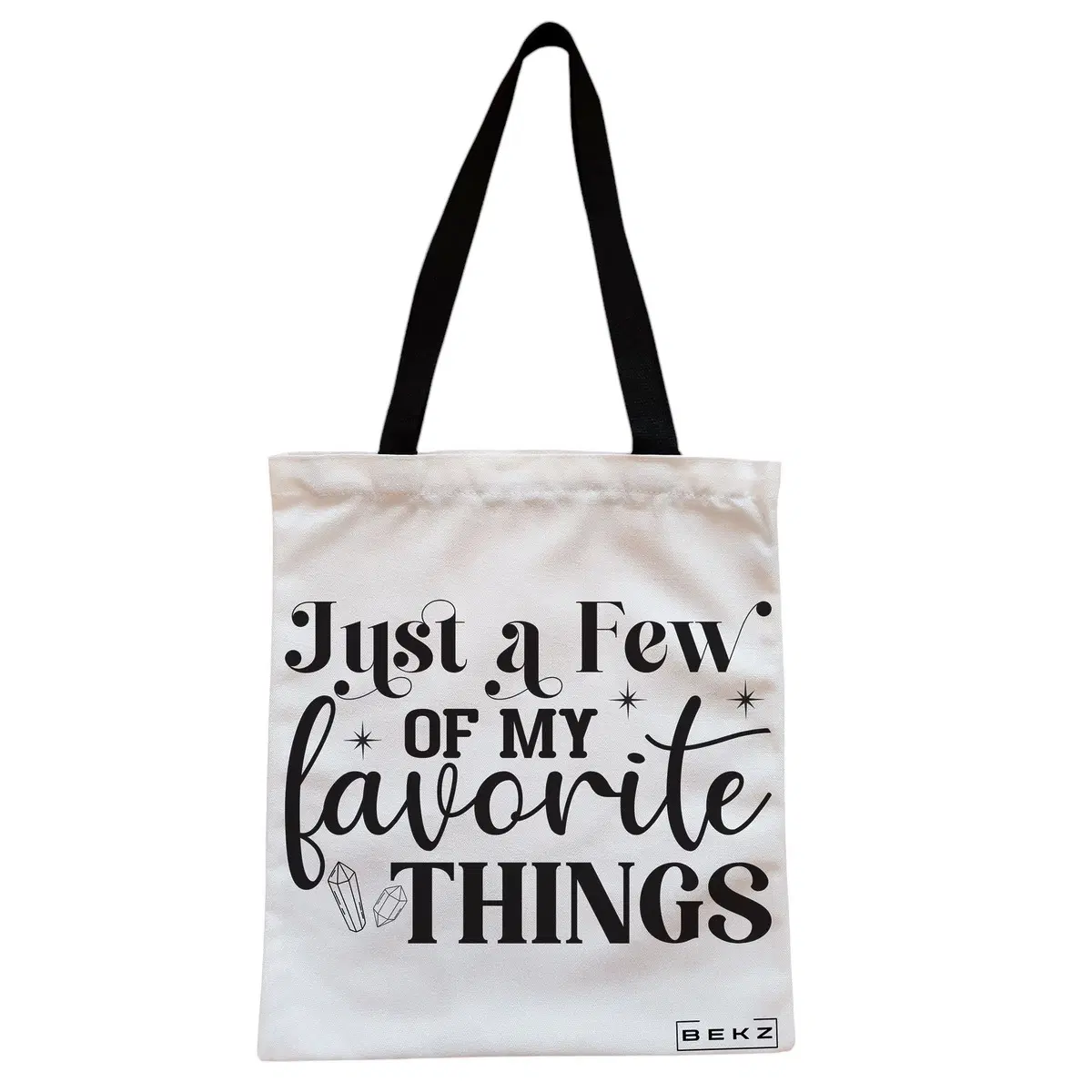 Geanta Canvas Tote pentru femei, model Just a few of my favorite things, 38x34.5 cm, Alba, BEKZ®