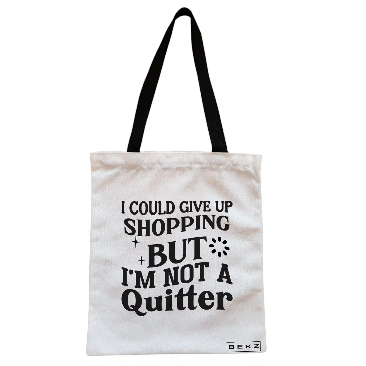 Geanta Canvas Tote pentru femei, model Not a quitter, 38x34.5 cm, Alba, BEKZ®