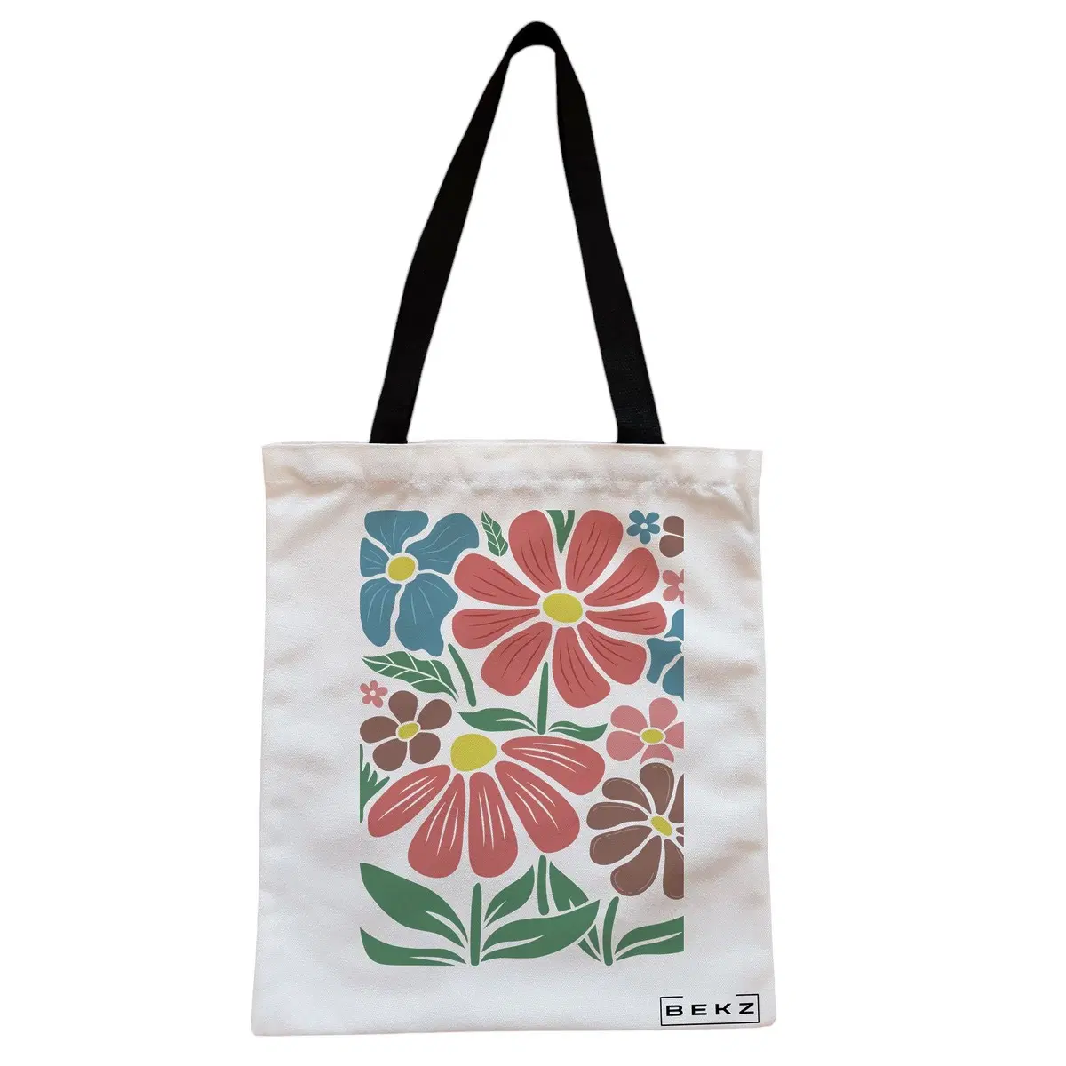 Geanta Canvas Tote pentru femei Boho Style 8, 38x34.5 cm, Alba, BEKZ®