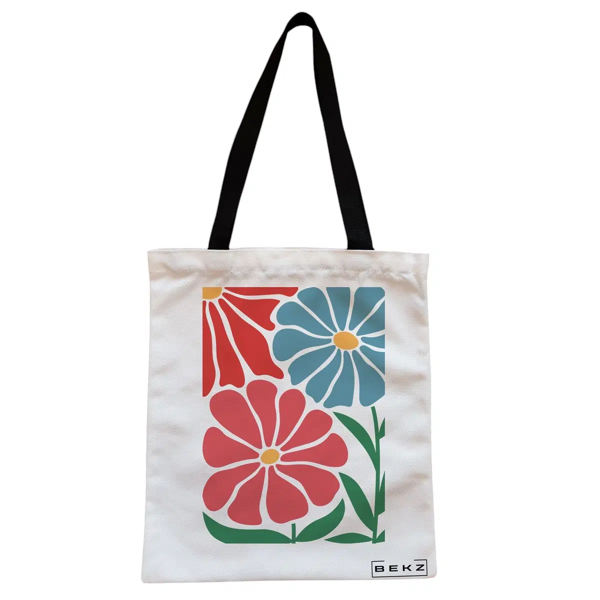 Geanta Canvas Tote pentru femei Boho Style 9, 38x34.5 cm, Alba, BEKZ®