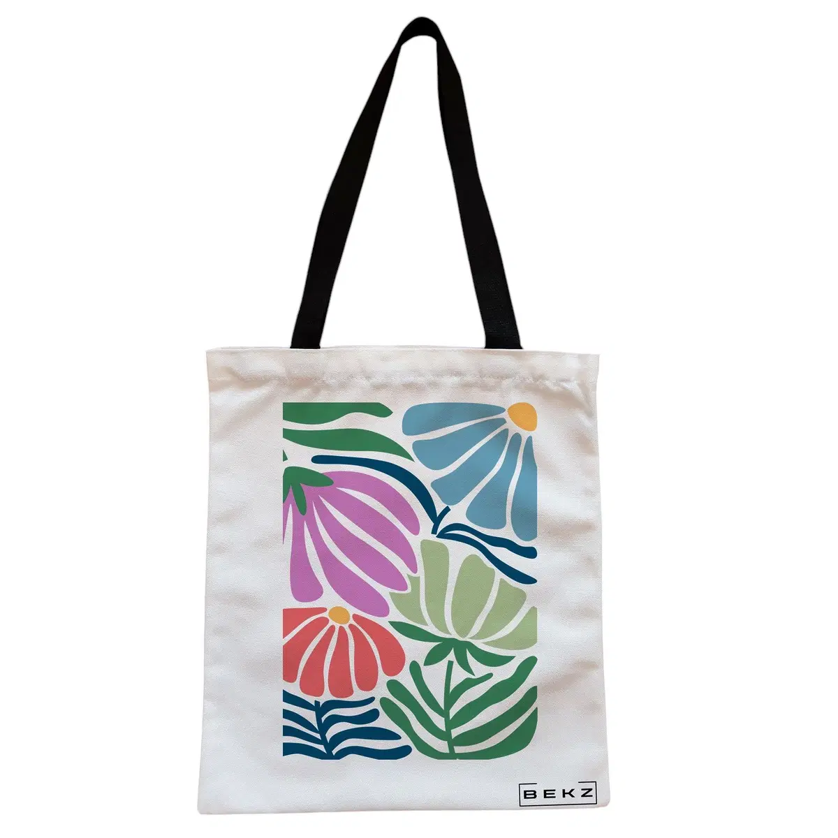 Geanta Canvas Tote pentru femei Boho Style 10, 38x34.5 cm, Alba, BEKZ®