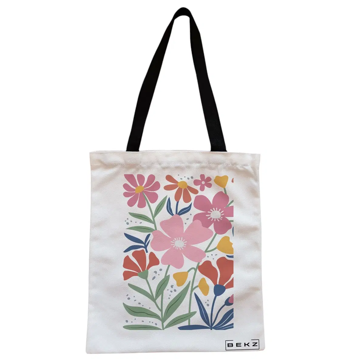 Geanta Canvas Tote pentru femei Boho Style 16, 38x34.5 cm, Alba, BEKZ®