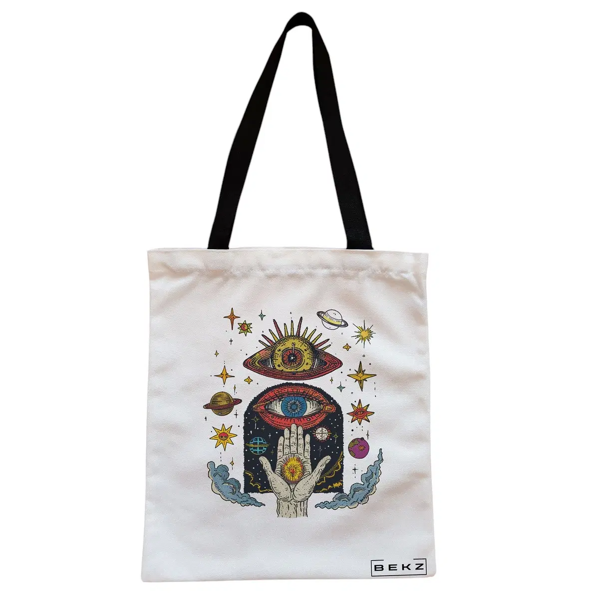 Geanta Canvas Tote pentru femei Energy Mood 3, 38x34.5 cm, Alba, BEKZ®