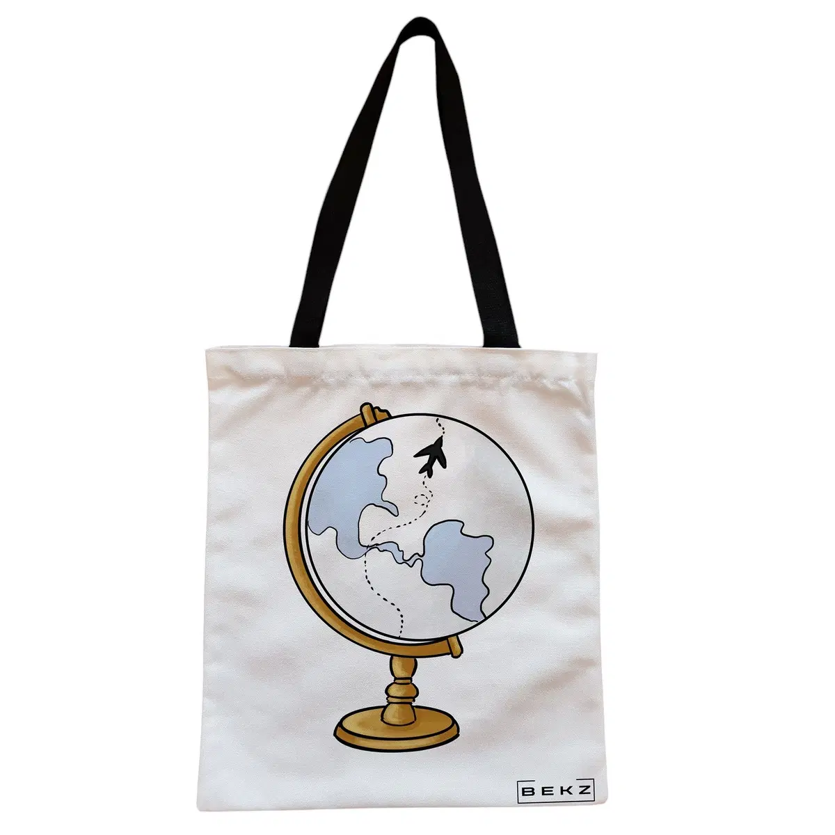 Geanta Canvas Tote pentru femei Travel Girl 20, 38x34.5 cm, Alba, BEKZ®