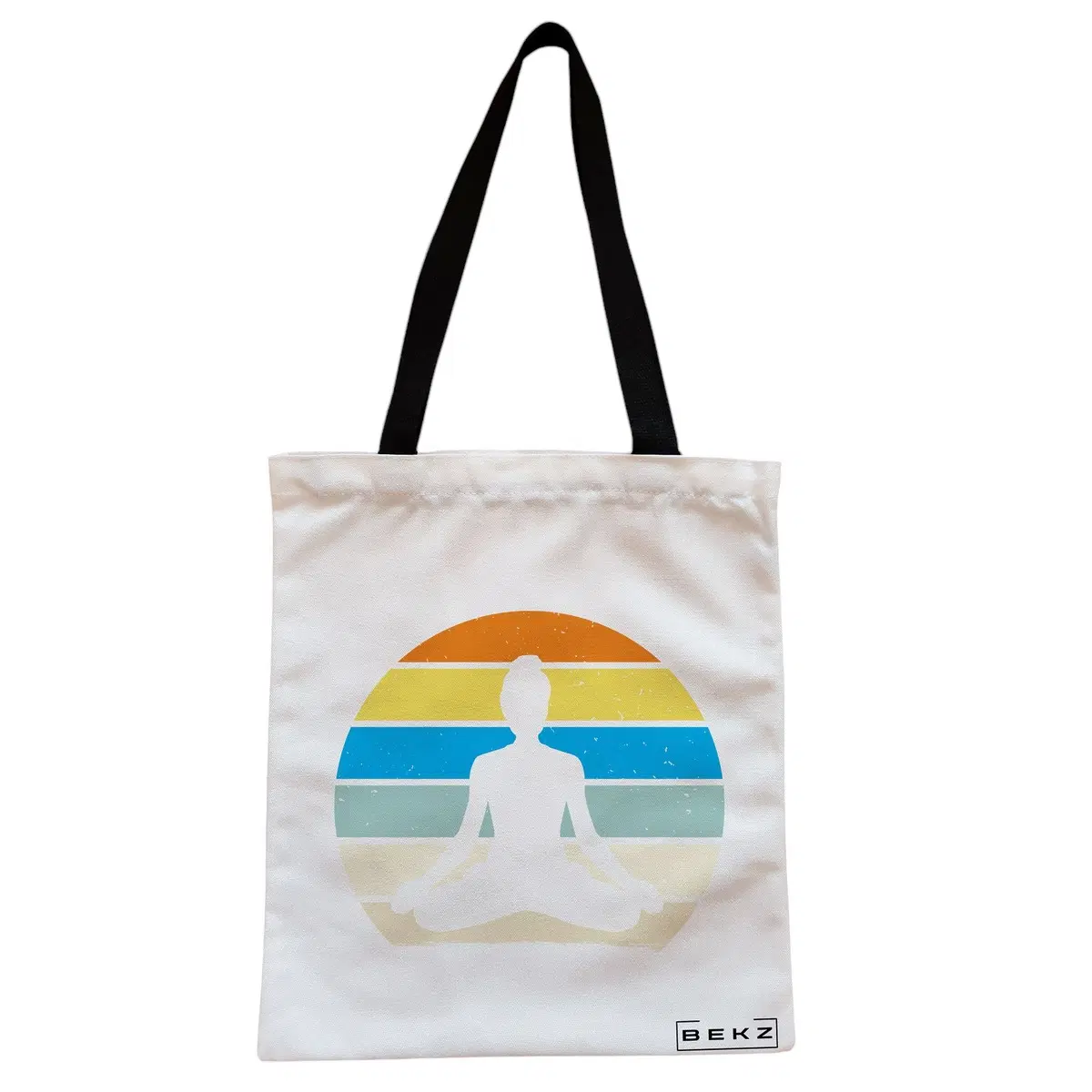 Geanta Canvas Tote pentru femei Yoga 9, 38x34.5 cm, Alba, BEKZ®