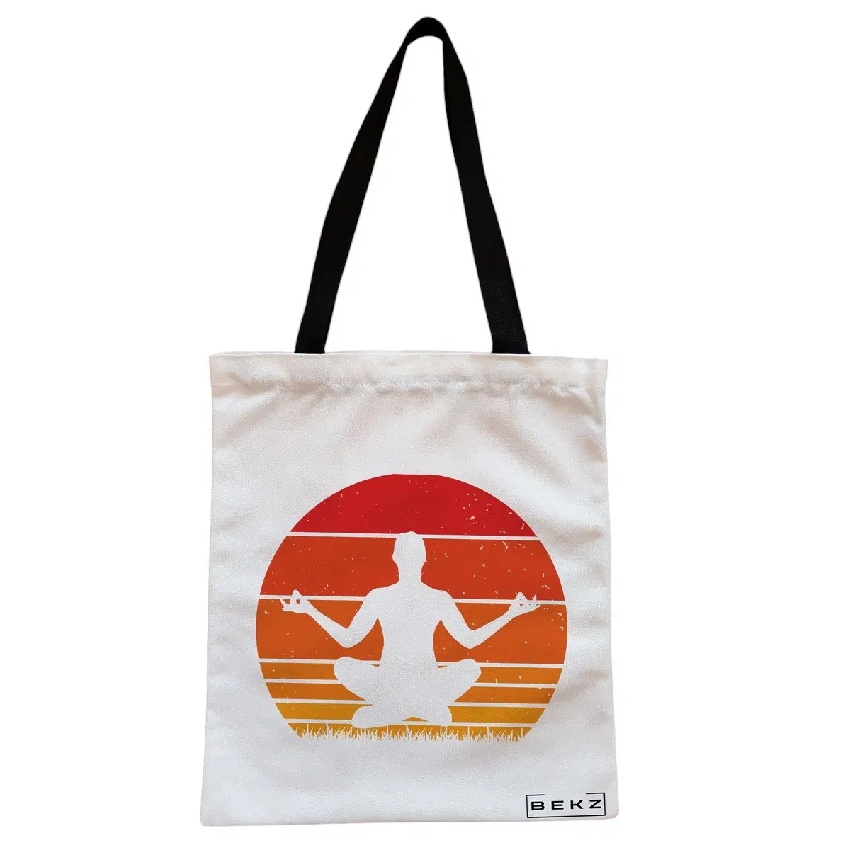 Geanta Canvas Tote pentru femei Yoga 11, 38x34.5 cm, Alba, BEKZ®