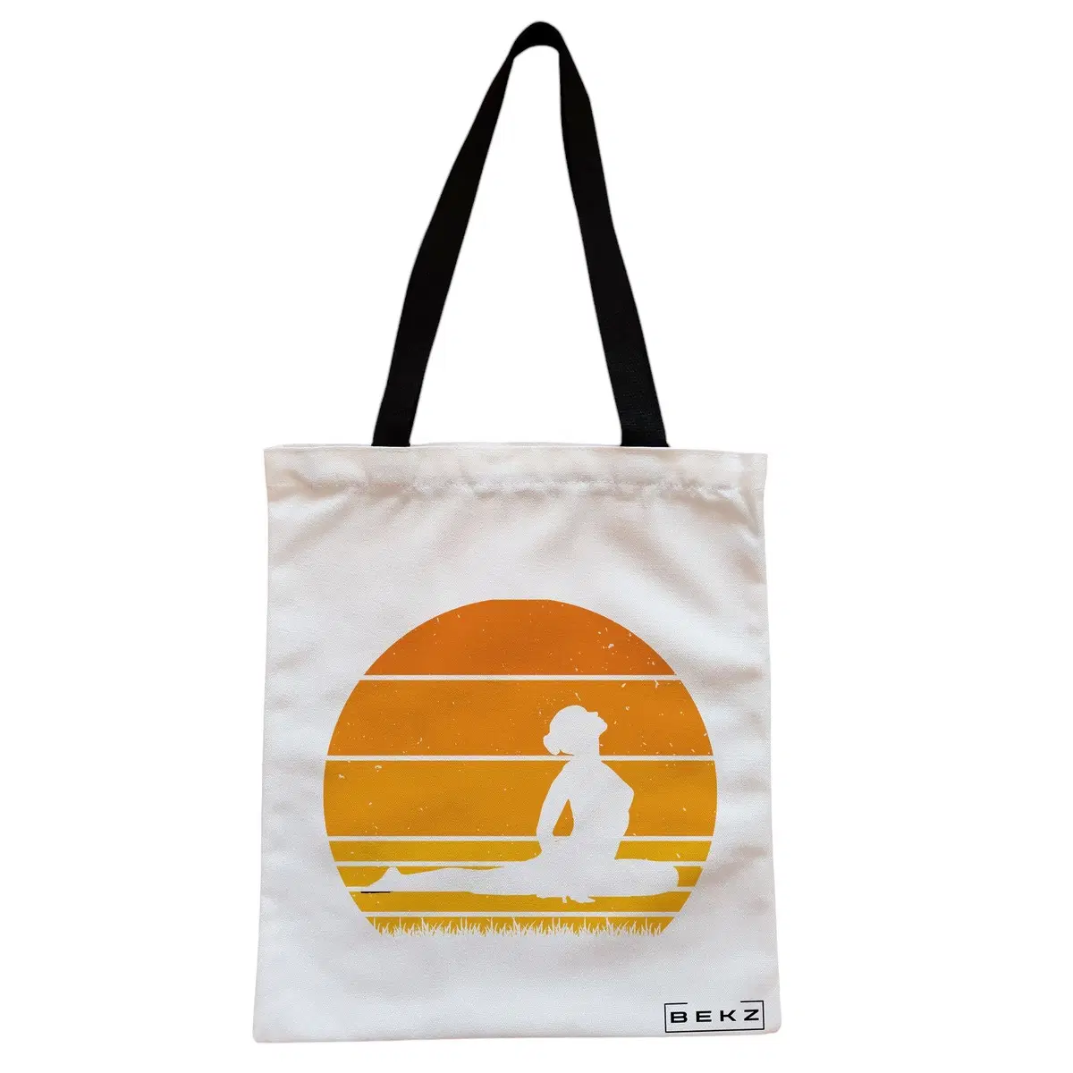Geanta Canvas Tote pentru femei Yoga 12, 38x34.5 cm, Alba, BEKZ®