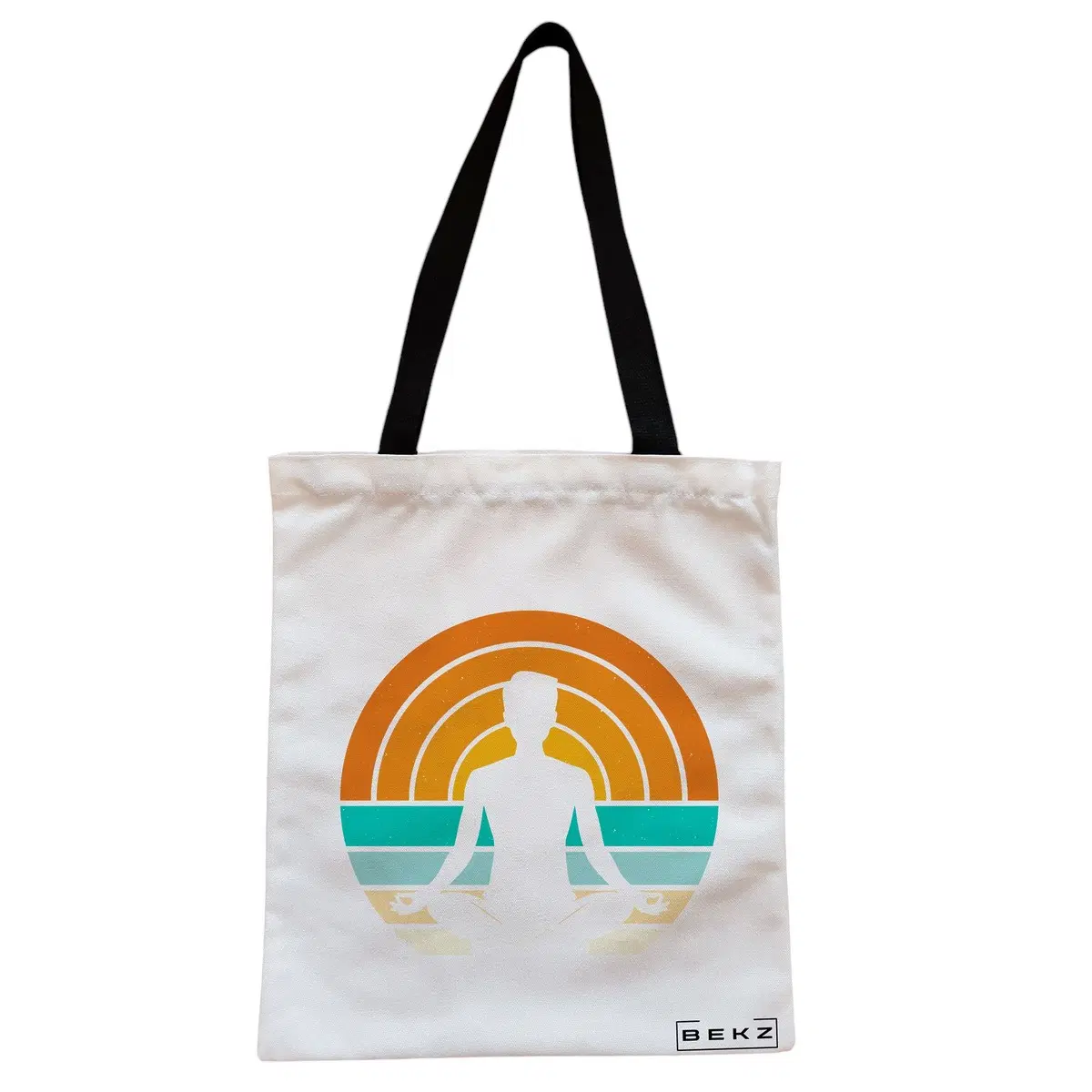 Geanta Canvas Tote pentru femei Yoga 14, 38x34.5 cm, Alba, BEKZ®