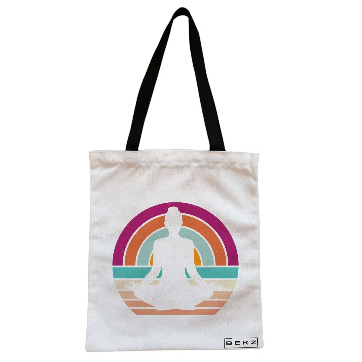 Geanta Canvas Tote pentru femei Yoga 17, 38x34.5 cm, Alba, BEKZ®