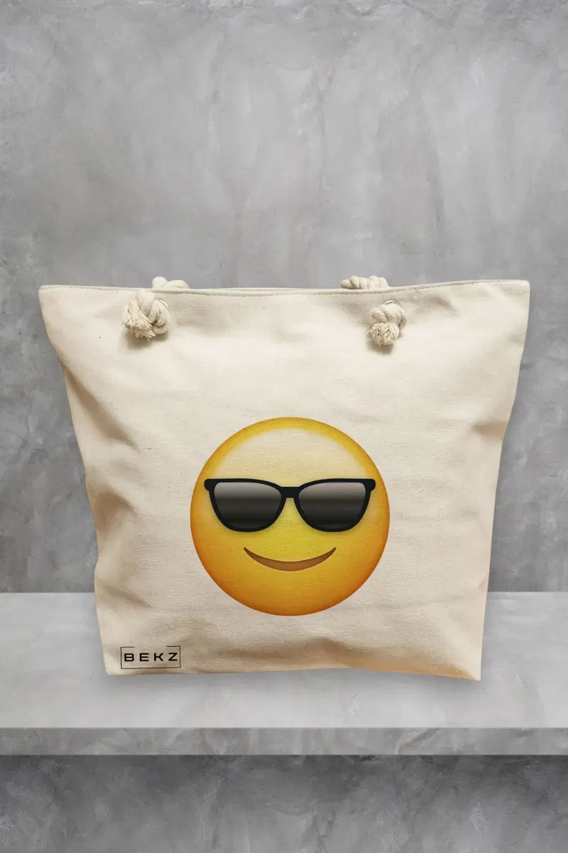 Geanta de Plaja Canvas Tote pentru femei, model Cool, 40x51 cm, Bej, BEKZ®