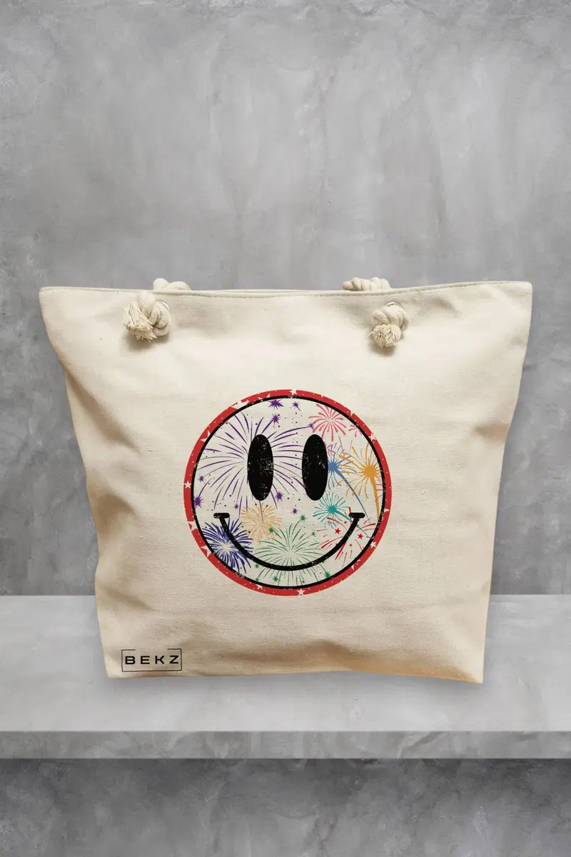 Geanta de Plaja Canvas Tote pentru femei, model Splashy, 40x51 cm, Bej, BEKZ®