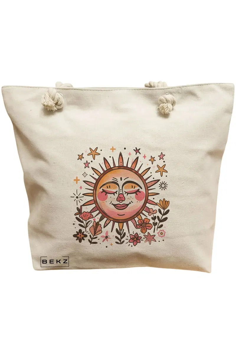 Geanta Canvas Tote pentru femei Happy Sun
