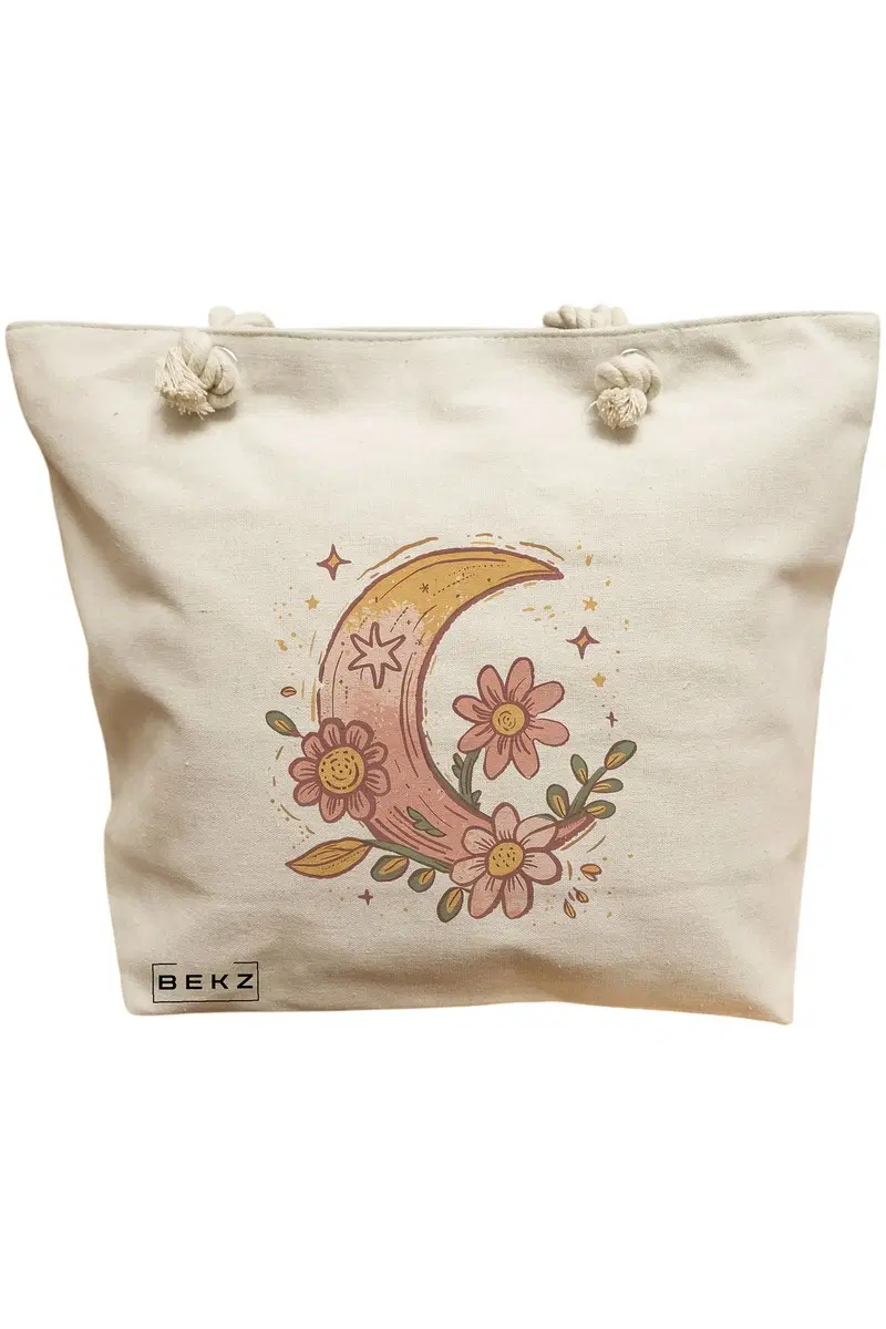 Geanta Canvas Tote pentru femei Moon Flower