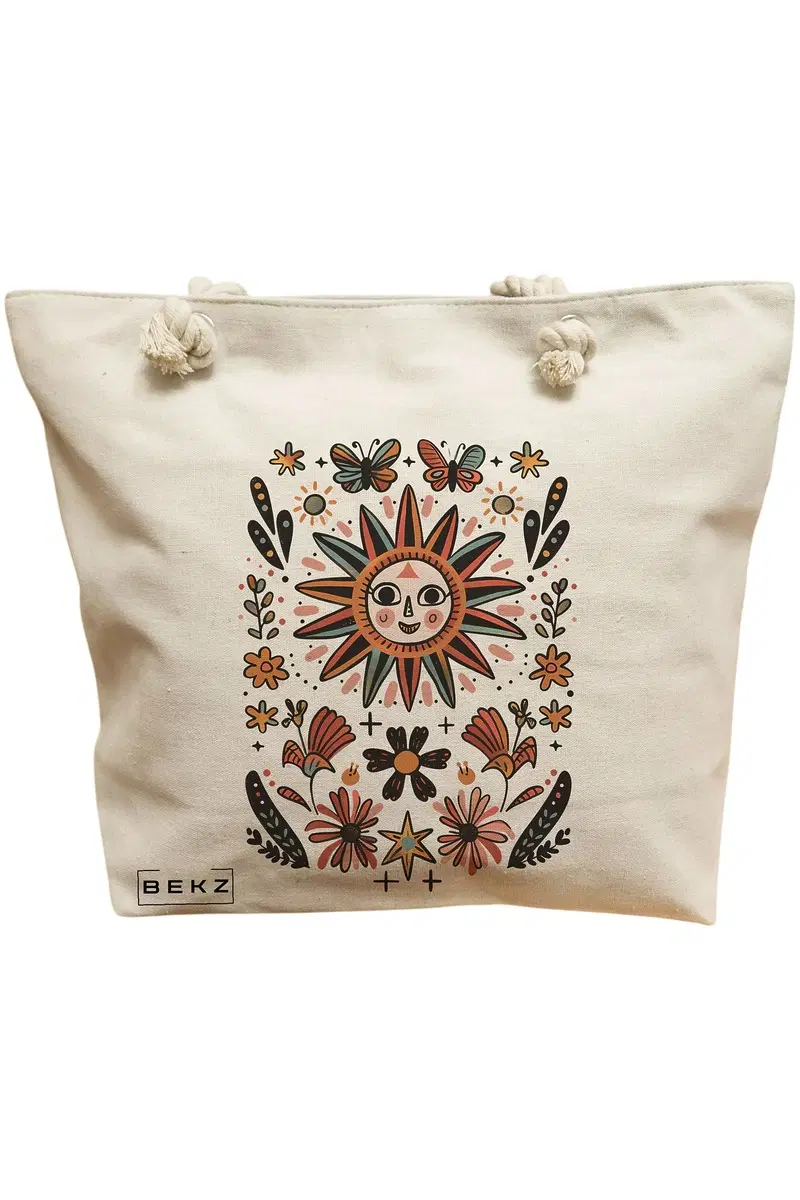 Geanta Canvas Tote pentru femei Happy Sun 3