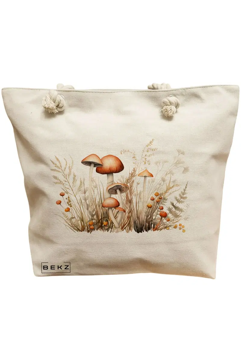 Geanta Canvas Tote pentru femei Colorful Mushrooms 12