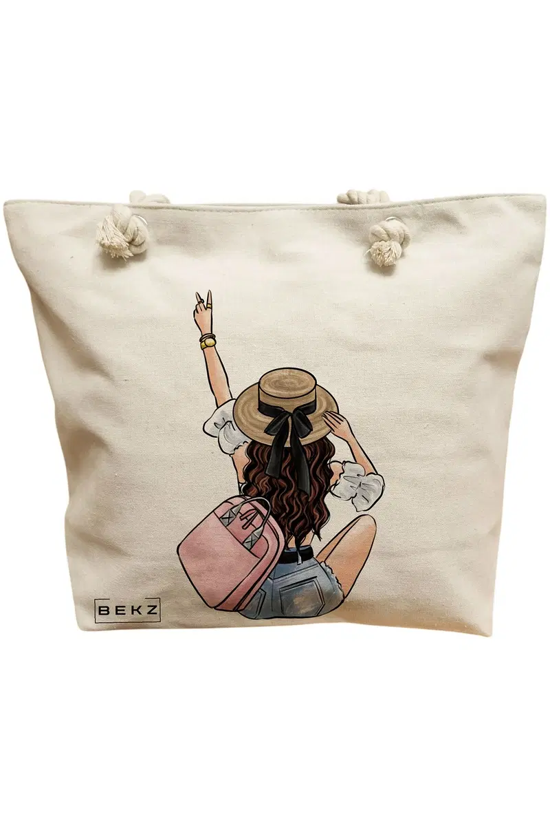 Geanta Canvas Tote pentru femei Travel Girl 9