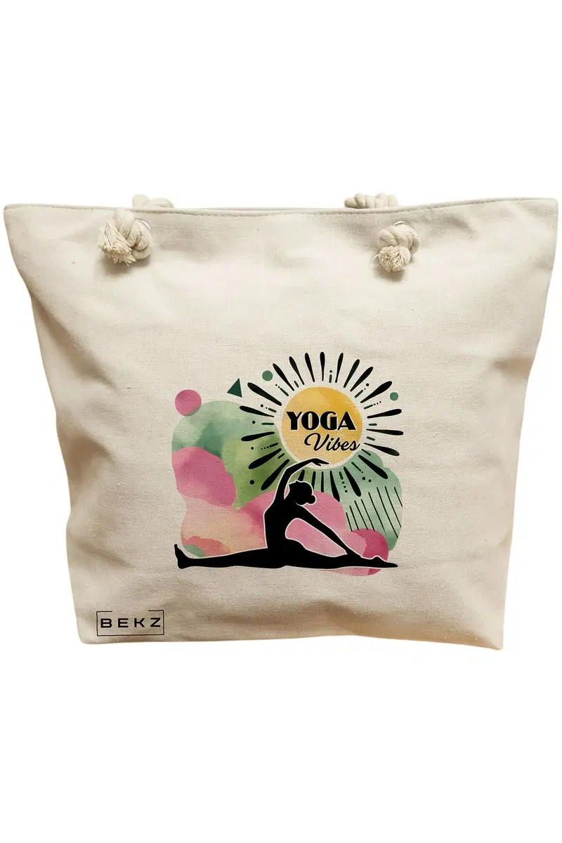 Geanta Canvas Tote pentru femei Yoga Vibes