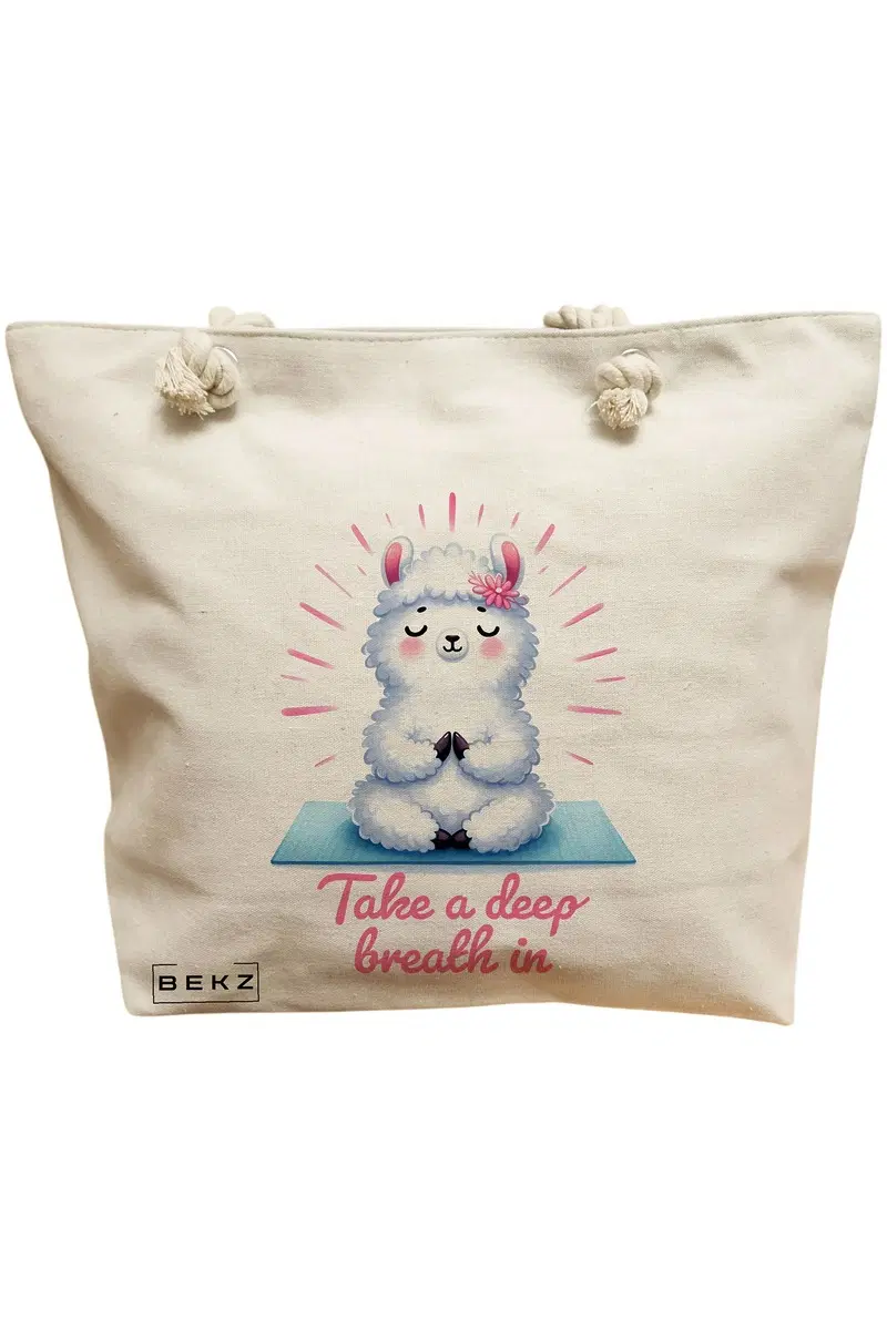 Geanta Canvas Tote pentru femei Yoga Take a deep breath in