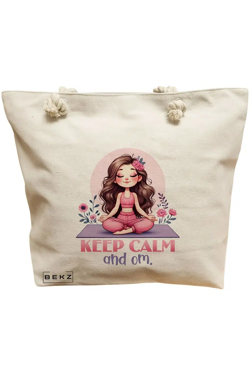 Geanta Canvas Tote pentru femei Yoga Keep calm and Om