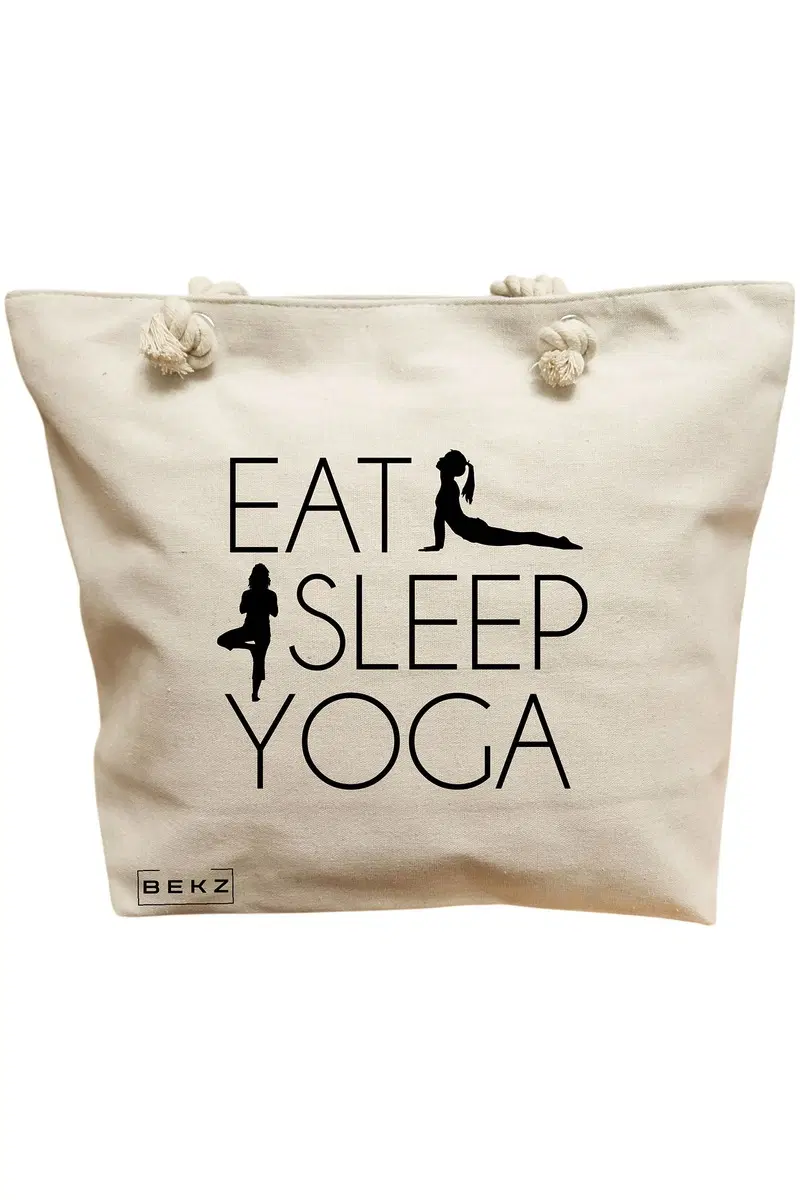 Geanta Canvas Tote pentru femei Yoga Eat Sleep Yoga