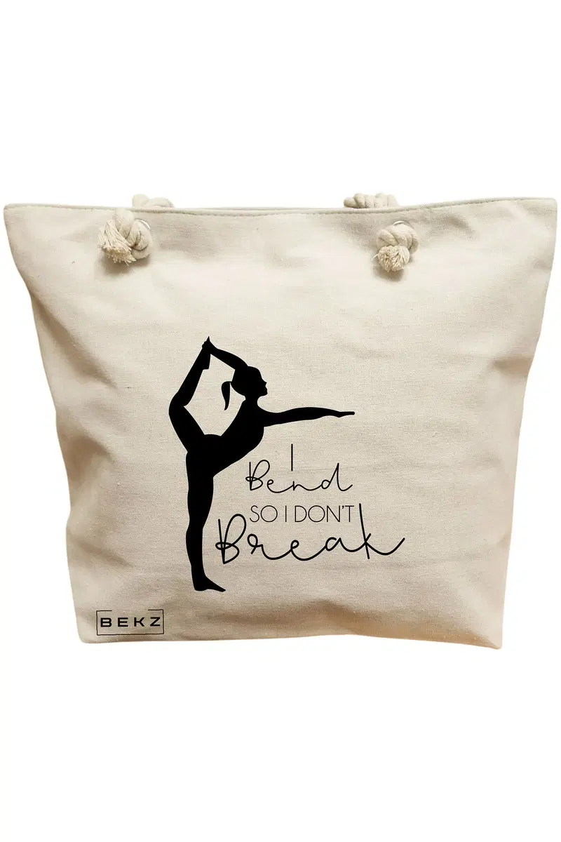 Geanta Canvas Tote pentru femei Yoga I bend so I don't break