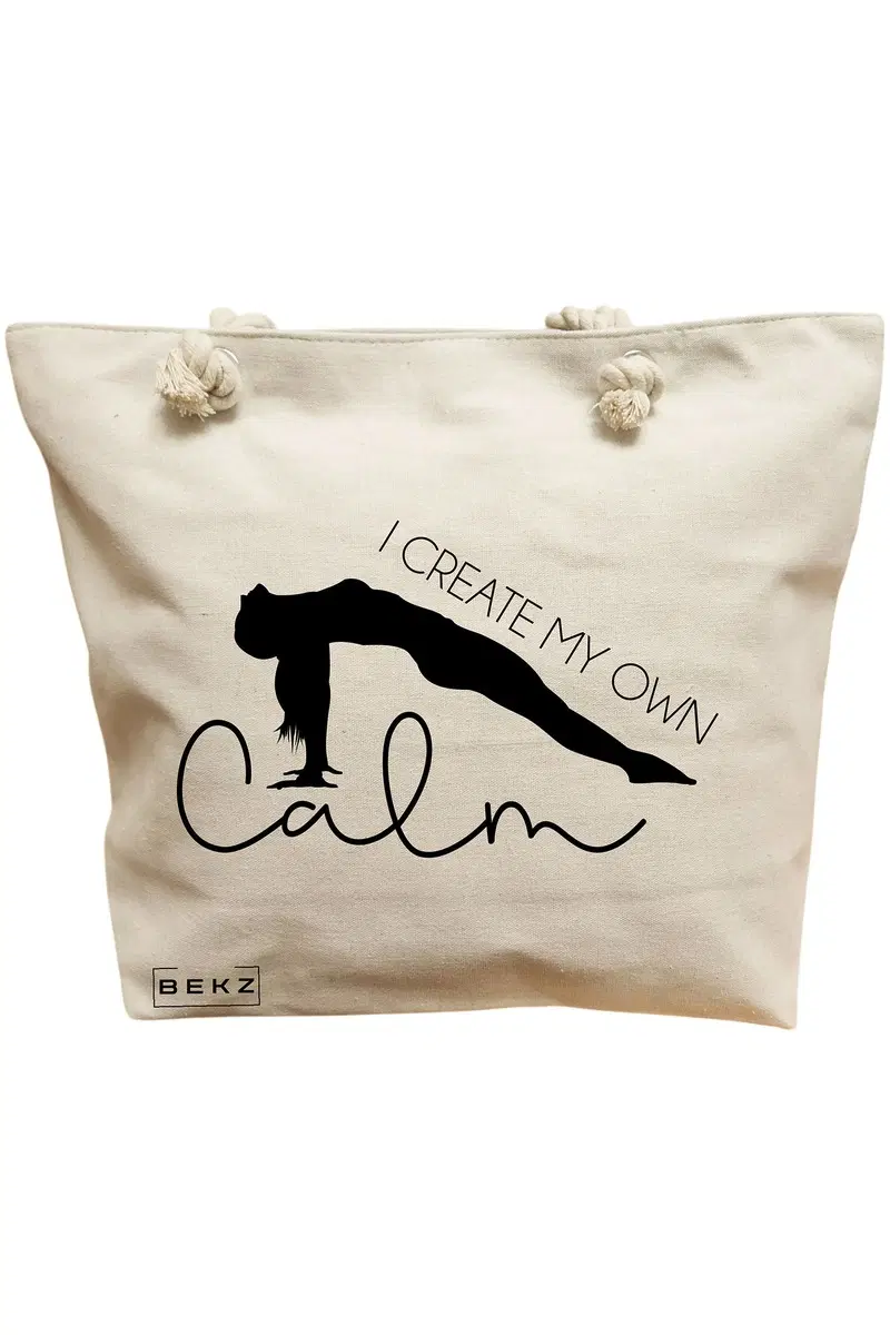 Geanta Canvas Tote pentru femei Yoga I create my own calm