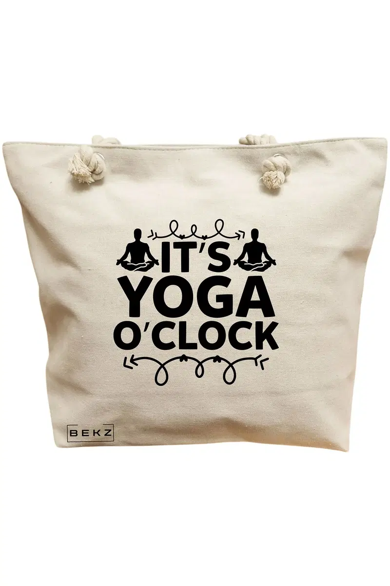 Geanta Canvas Tote pentru femei Yoga It's yoga o'clock
